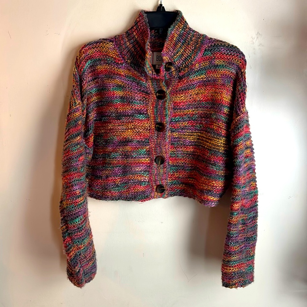 BDG Cropped Multicolor Button-Up Knit Cardigan - Picture 2 of 9